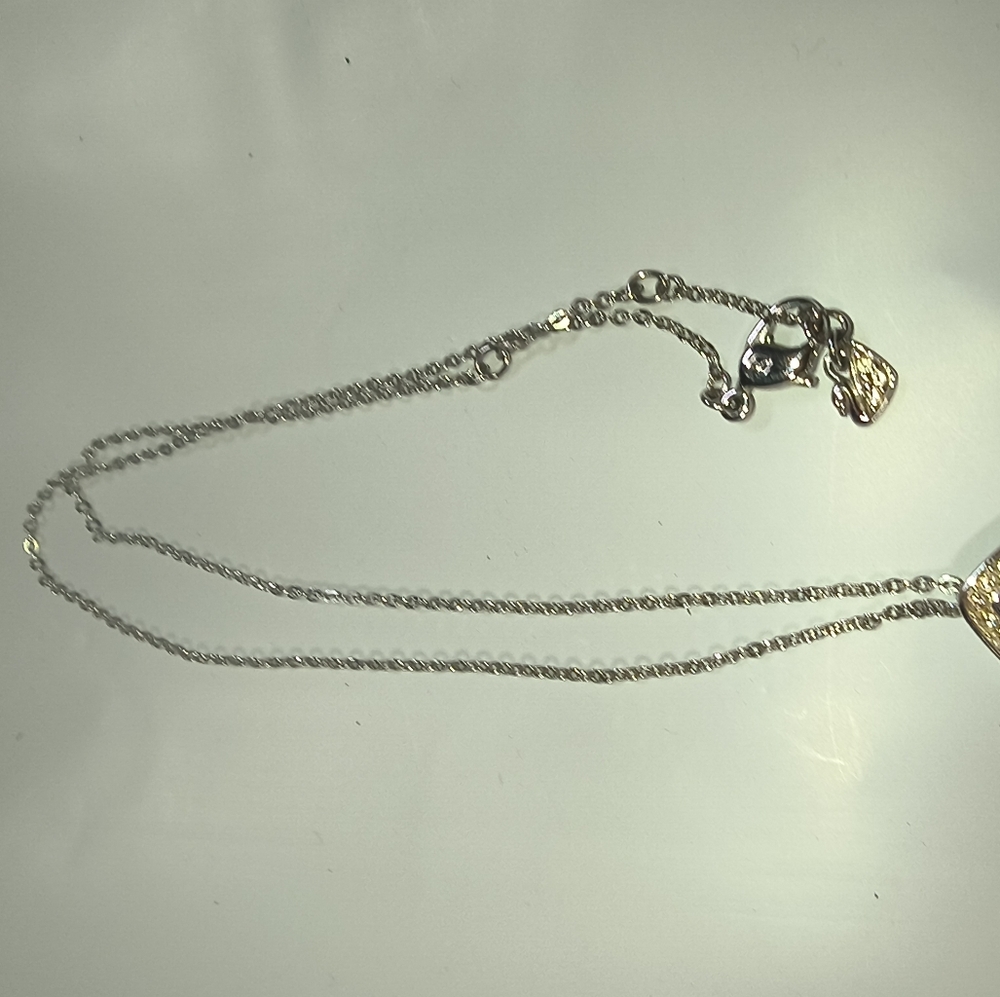 Swarovski Silver-Tone Square Pendant Necklace with Clear Crystal - Picture 4 of 4